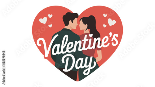 Valentine's Day Illustration: A romantic illustration of a couple embraced within a heart, celebrating the day of love, with a touch of elegance and warmth.