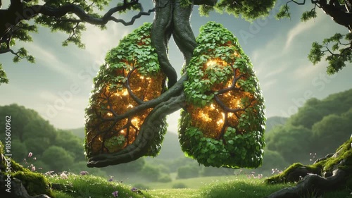 Tree-shaped lungs symbolizing the connection between respiratory health and nature