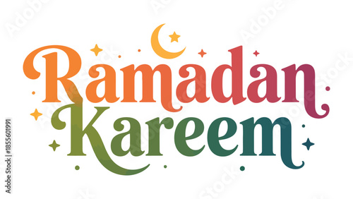 Ramadan Kareem: A vibrant and colorful illustration conveys the spirit of Ramadan Kareem with elegant typography and subtle Islamic motifs, representing the essence of this holy month.