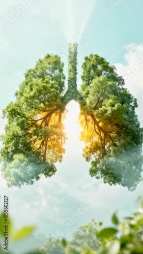 Tree-shaped lungs symbolizing the connection between respiratory health and nature, vertical shot