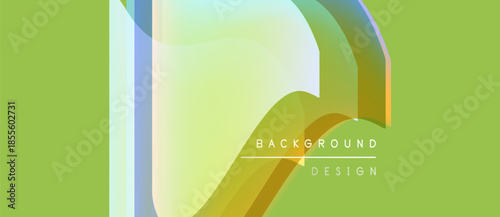 Abstract geometric shapes overlap, creating vibrant color gradients. Background features text background design. Soft hues dominate composition.