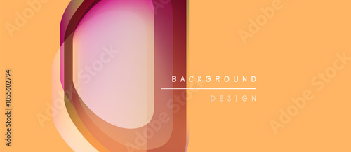 Abstract design features layered circles, warm colors, peach background. Text reads background design. Minimalist aesthetic.