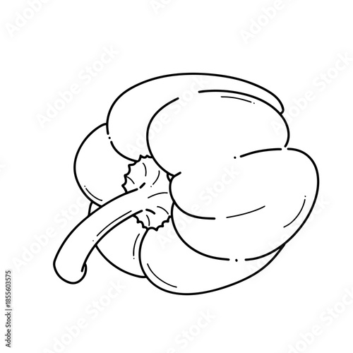 Bell Papper Line Art Illustrasions. Suitable for food graphics, Recipe layouts, Organic product labels, coloring pages, culinary icons, farm designs, and botanical outlines.