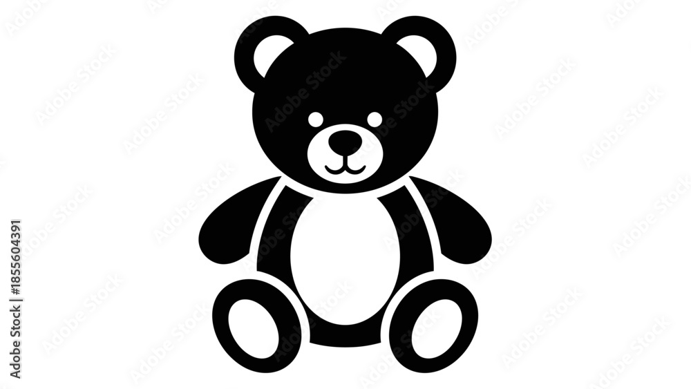 Obraz premium Simple Black Silhouette of a Teddy Bear Icon.