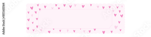 Cute Pink Hearts Banner Frame with Scalloped Border and Copy Space