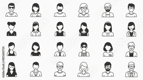 Various human avatar user icons depicting diverse individuals in a grid