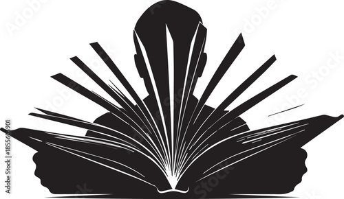 Open book with radiating lines