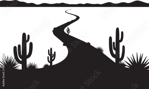 Desert path through cacti