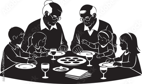 Family enjoying dinner together
