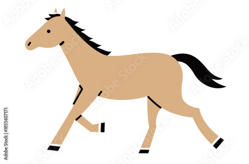 馬のシンプルなイラスト　ウマ　うま　午年　午　うま年　年賀状　2026年　白背景　動物　横