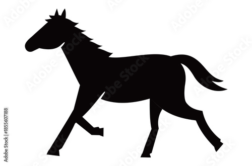 馬のシンプルなイラスト　ウマ　うま　午年　午　うま年　年賀状　2026年　白背景　動物　横