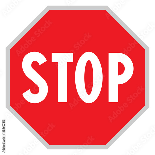 Stop traffic icon, red octagonal road sign for driving regulation and transportation safety
