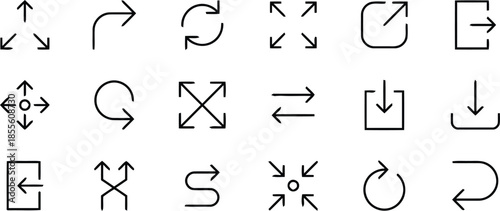 Diverse Set of Arrow Icons Representing Direction Movement Navigation and User Interface Elements in Various Styles Vector Illustration