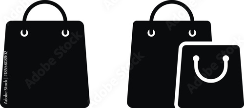 Set of shopping bags in different sizes for retail or business purchases isolated on transparent background vector illustration with simple flat design