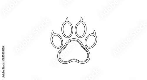 Paw print with claws isolated on white background