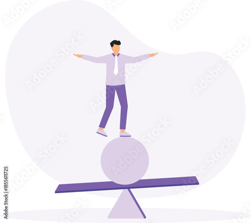 Work life balance and equilibrium or equality, concentration or stability, challenge or risk management concept
