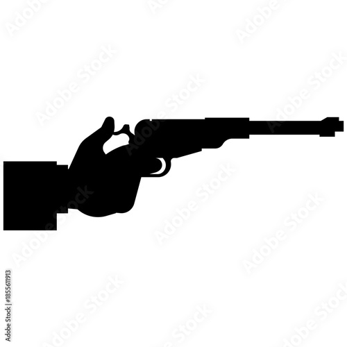 Hand drawn black gun silhouette vector illustration isolated on white background