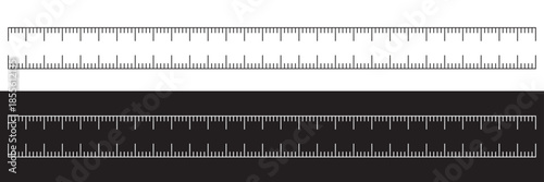Metric rulers with centimeter scale markings. Horizontal metric rulers showing centimeter and millimeter measurements, isolated on white background for education, design, and measurement concepts.
