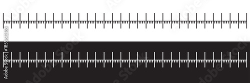 Metric rulers with centimeter scale markings. Horizontal metric rulers showing centimeter and millimeter measurements, isolated on white background for education, design, and measurement concepts.
