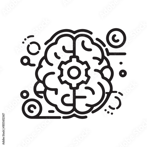 Abstract Brain Gear Mechanism Concept Illustration Design