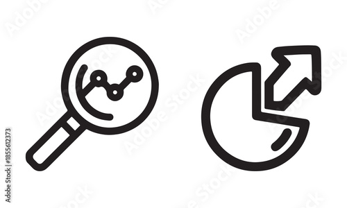 Magnifying Glass and Pie Chart Icons for Business Analysis