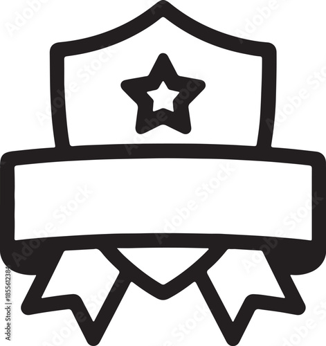 Black and White Badge Award Trophy with Star Icon