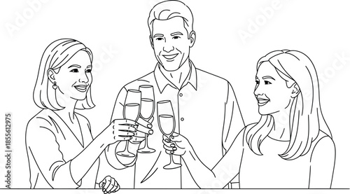 Friends toasting with champagne glasses