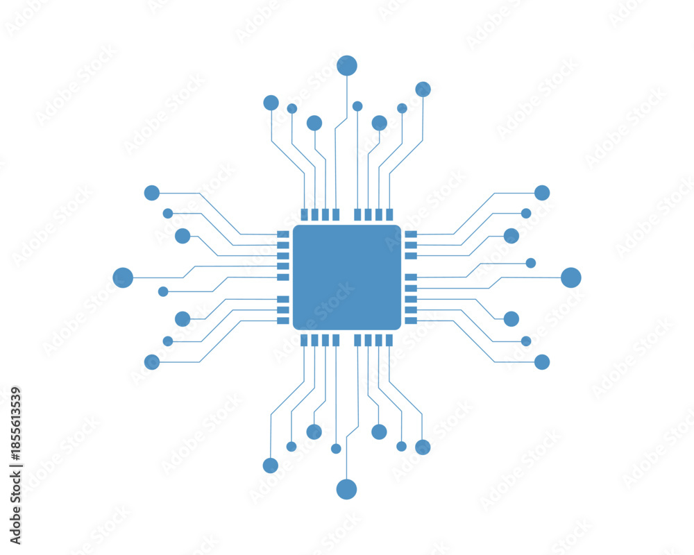 Fototapeta premium Microchip Circuit Board Icon. Digital Technology Processor Vector Illustration