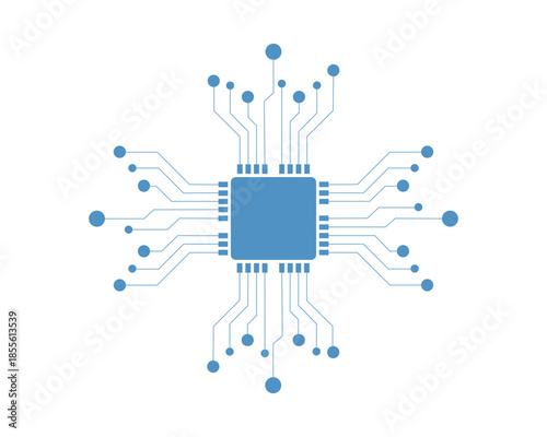 Microchip Circuit Board Icon. Digital Technology Processor Vector Illustration