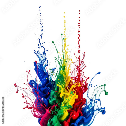 Colorful paint splashes in air 1.