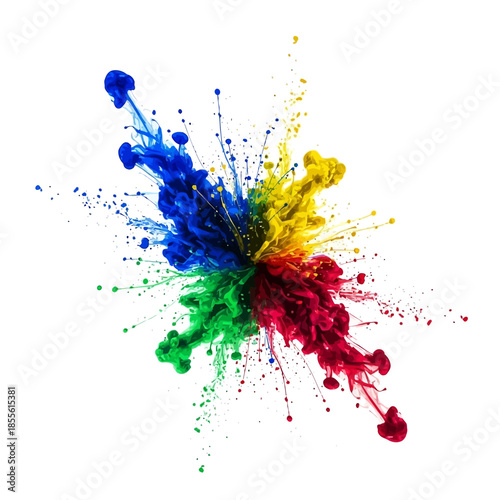 Colorful paint splashes in air 3.