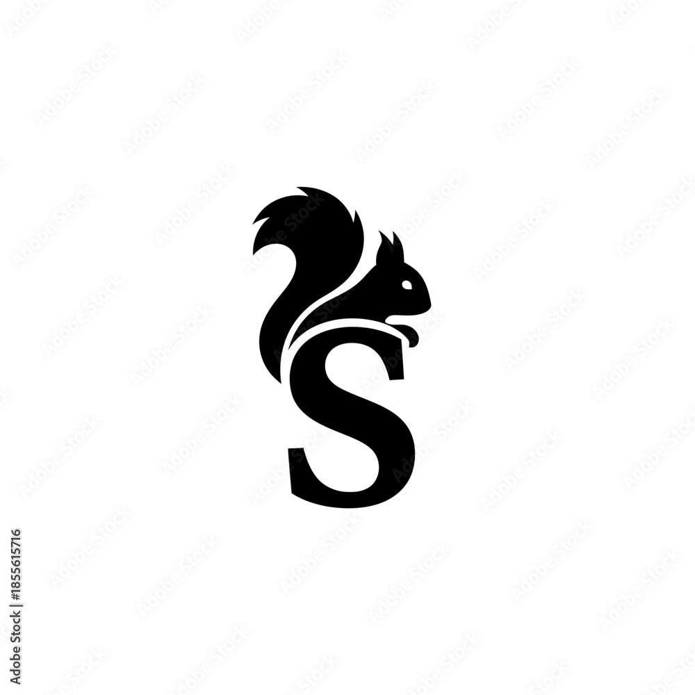 Fototapeta premium Squirrel Logo Design Element Black Silhouette.
