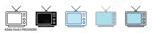 Tv Icon Set Multiple Style Collection