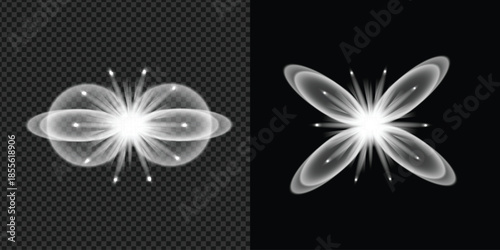 Sunlight special lens Butterfly flash light effect on transparent background. Effect of blurring light. Vector Illustration