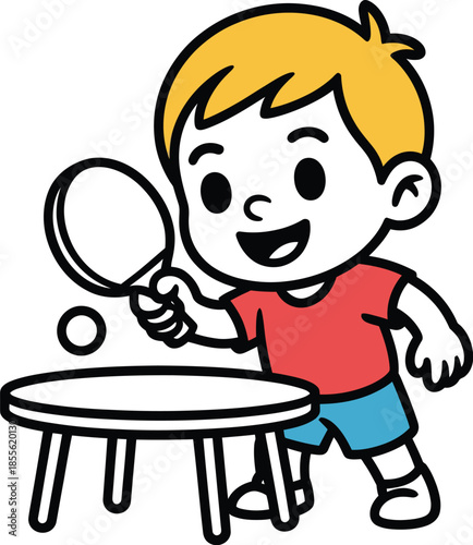 Boy playing ping pong