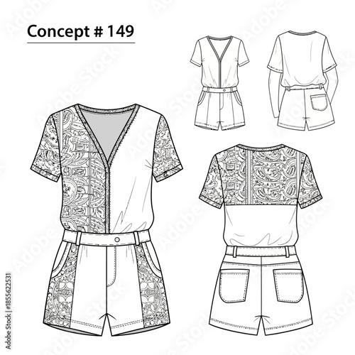 Fashion design of a romper.