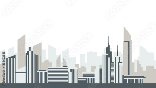 Urban Silhouette: An abstract representation of a modern cityscape, showcasing a collection of towering skyscrapers and buildings against a soft, gradient backdrop.