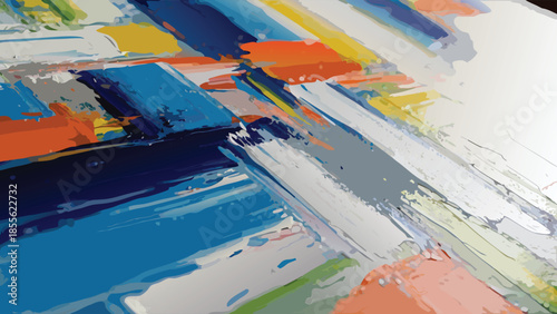 Abstract Colorful Brush Strokes Painting