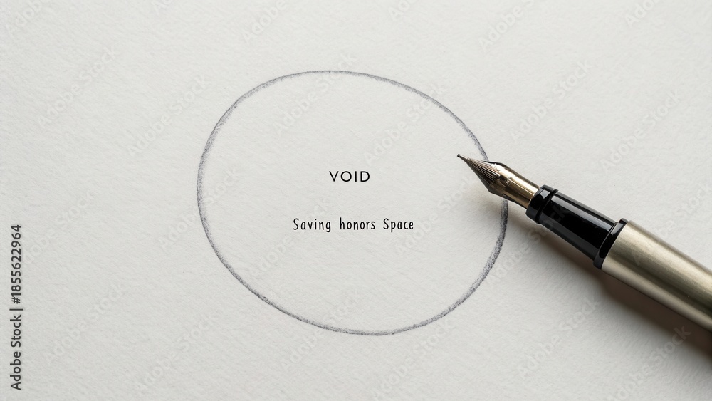Fototapeta premium Artistic representation of void concept with a fountain pen and handwritten text on textured paper background