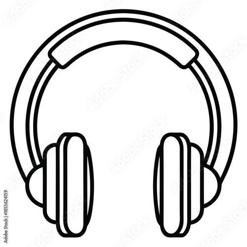 Gaming Headset Outline Symbol Isolated on White Background