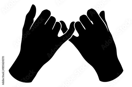 Silhouette of two hands interlocking pinky fingers making a promise gesture