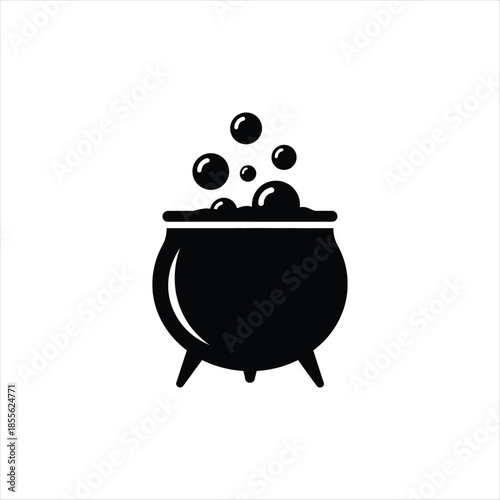 A bubbling cauldron illustration for halloween and magical themes