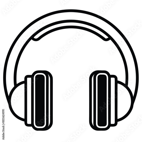 Minimalist Black and White Headphone Illustration