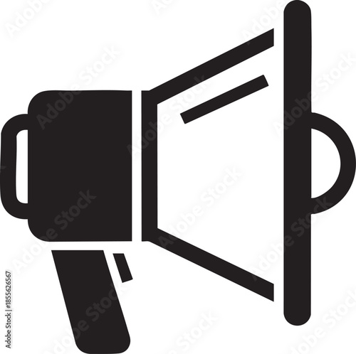 Black megaphone icon isolated for announcements and notifications