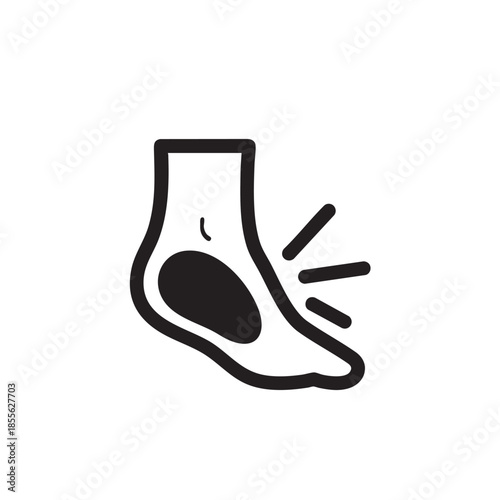 Illustration of foot heel pain isolated on transparent background