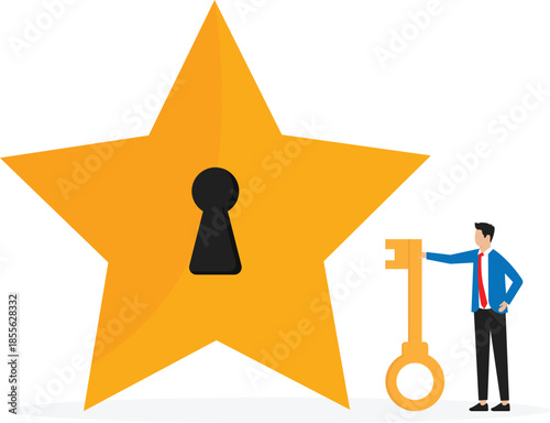 Aspirations and motivation, High results and receiving rewards, secret key to achieve success in business, career growth concept
