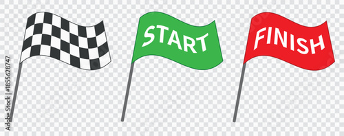 Race Start and Finish Line Racing Flags Set Checkered, Symbols