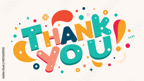 Cheerful Thank You clipart showcasing bright colors and artistic design, symbolizing gratitude and acknowledgment..eps