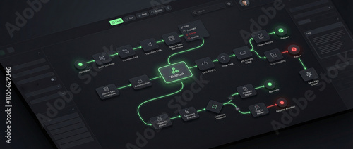 Dark UI Dashboard for Automated Workflow Management and Webhook Integration with Data Pipeline Nodes