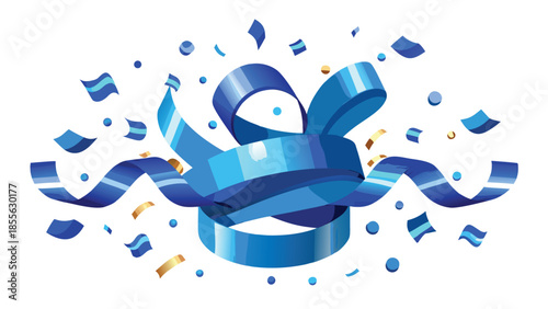 Blue confetti scattered across a white background, creating a festive and celebratory atmosphere..eps